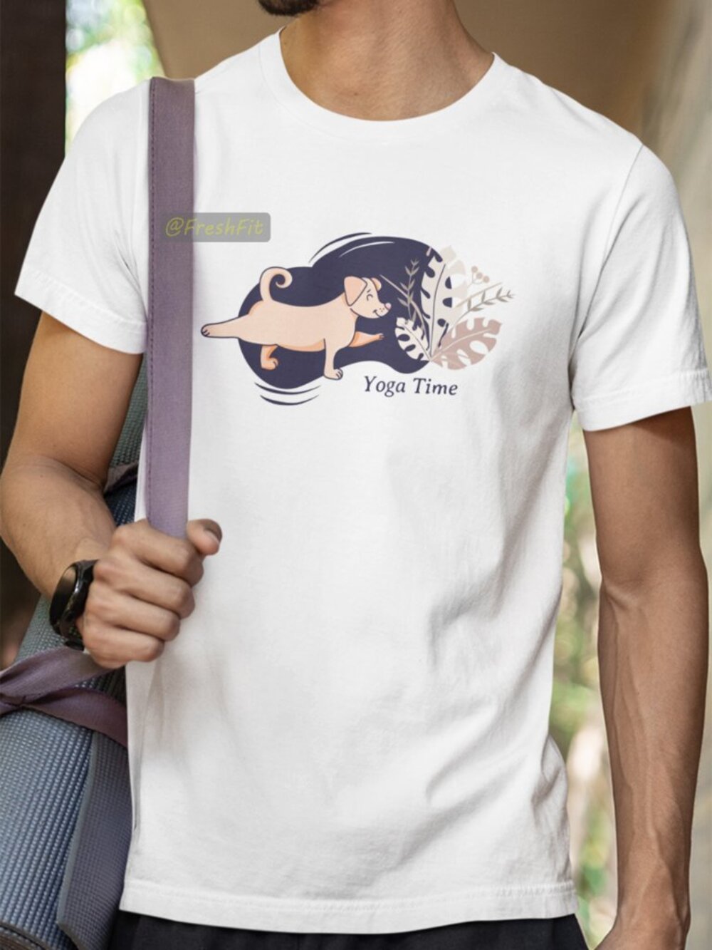 🆕Yoga Time Dog White T-Shirt Graphic Tee
